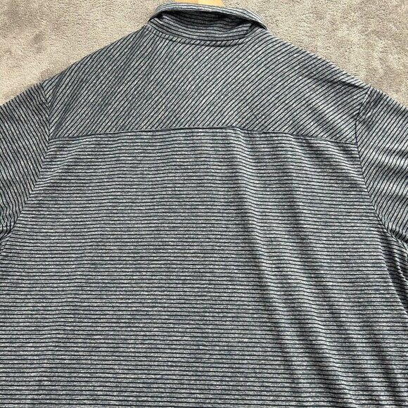 Adidas Shirt Men Size 2XL Golf Feeder Striped Polo Short Sleeve Blue Performance - Picture 14 of 14